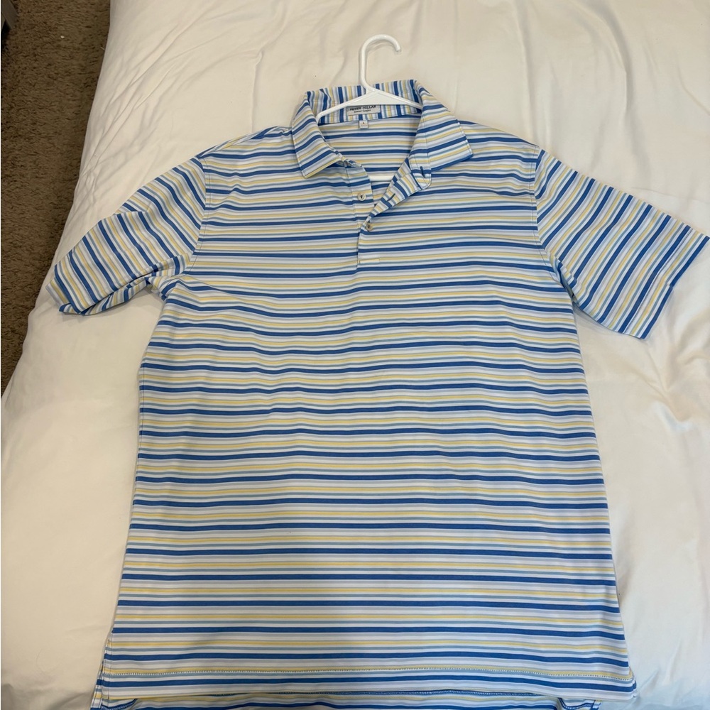 Peter Millar Blue and Yellow Striped Polo